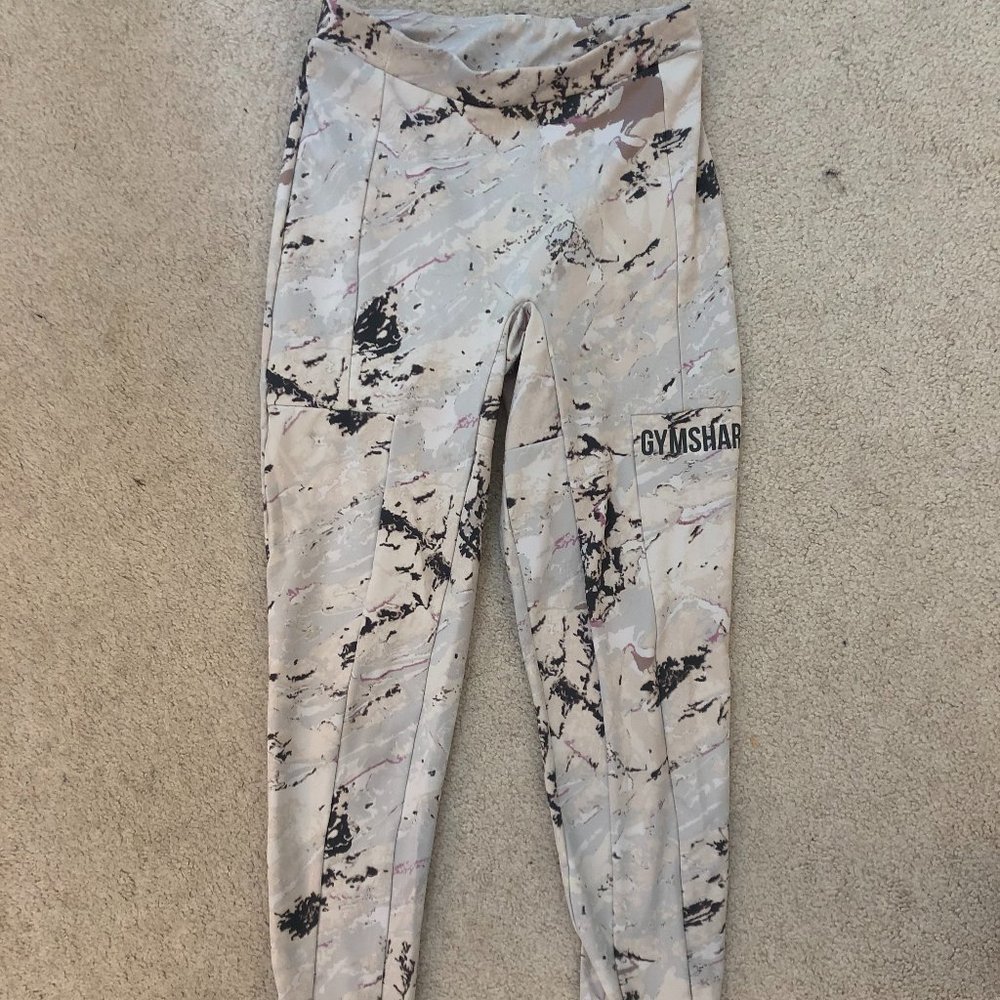 Gymshark Full-Length White Speckled Leggings - Size Small